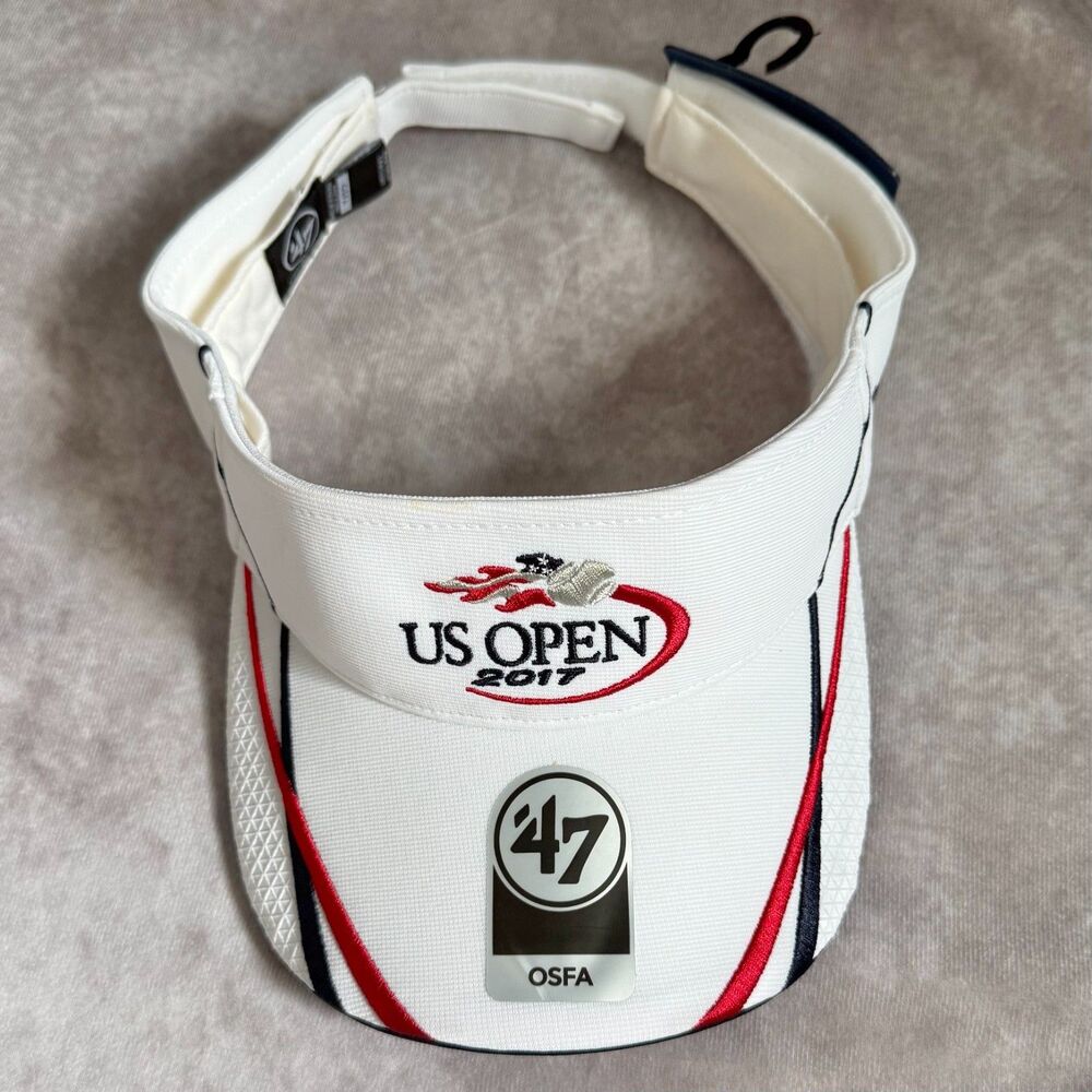 '47 US Open 2017 visor NEW white embroidered tennis adjustable athleisure merch